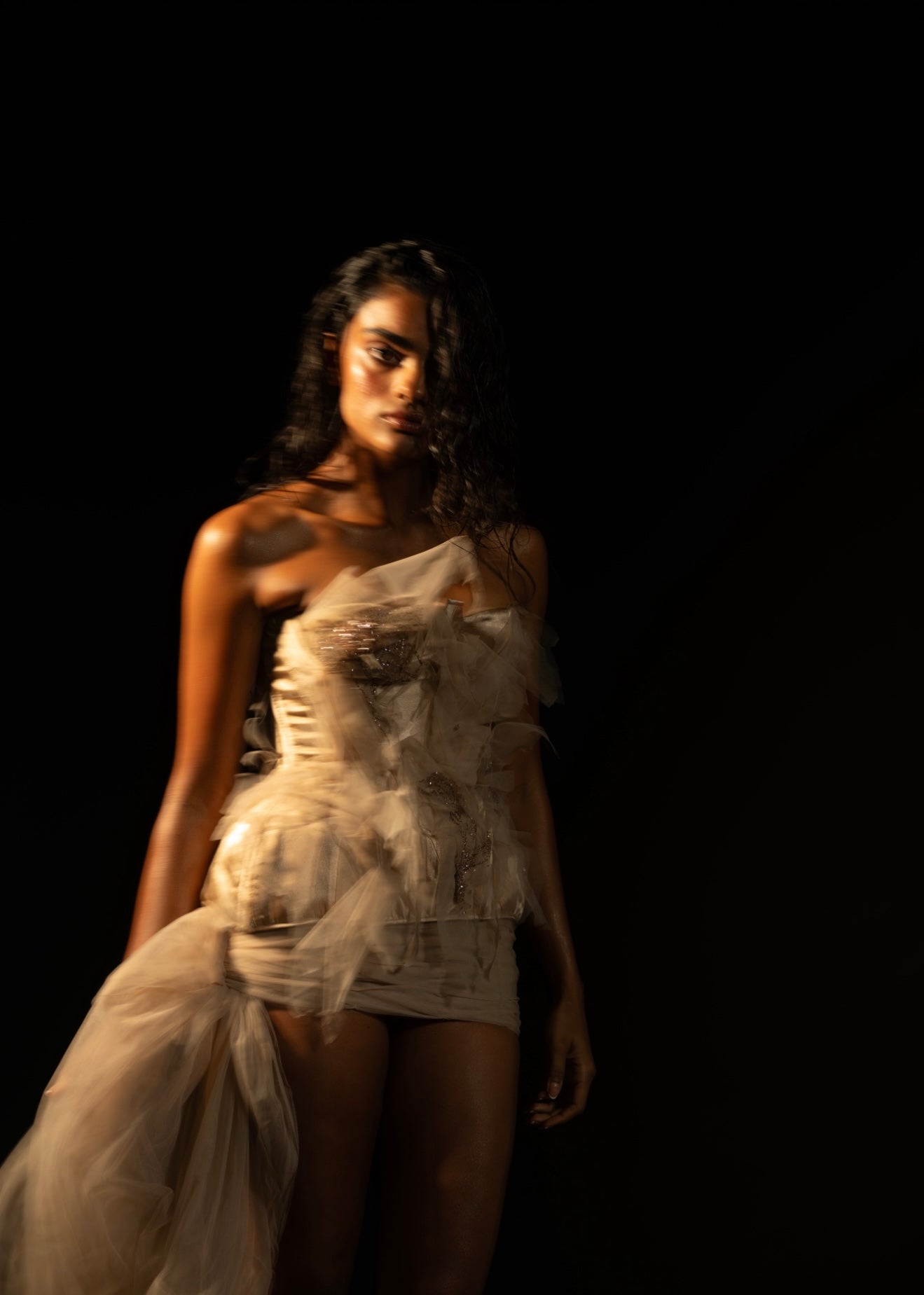 Champagne Train Tulle Short Skirt