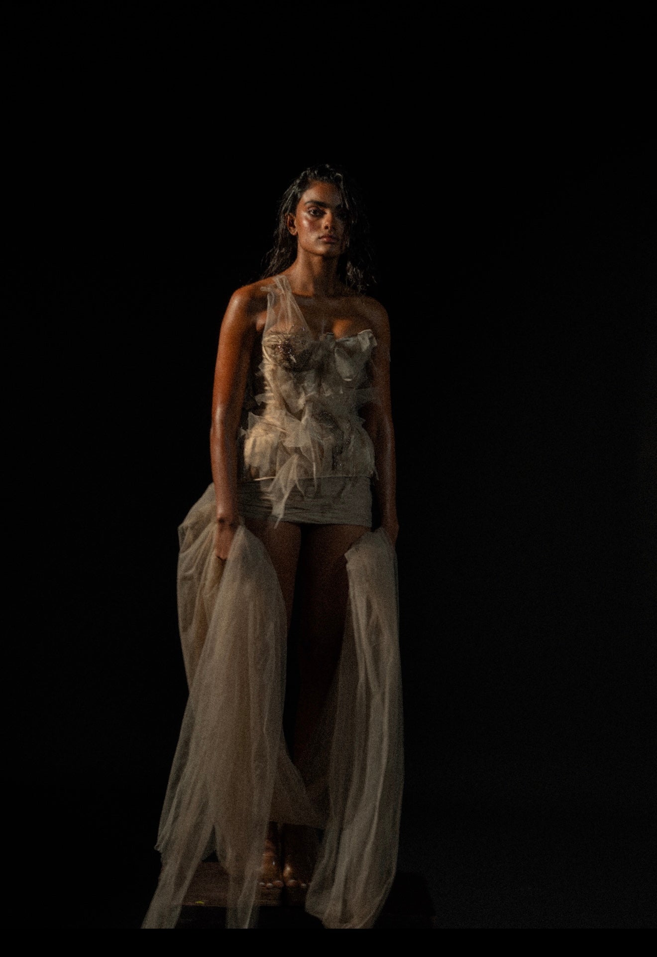 56h Embroidered Champagne Corset