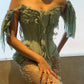 Teal Georgette and Lace Corset
