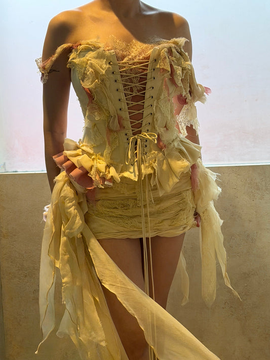 Cream Georgette and Lace Corset