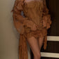 Nude Georgette Raw Corset With Sleeves