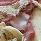 Pink Georgette and Cream Lace Slip Top