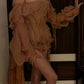 Nude Georgette Raw Corset With Sleeves