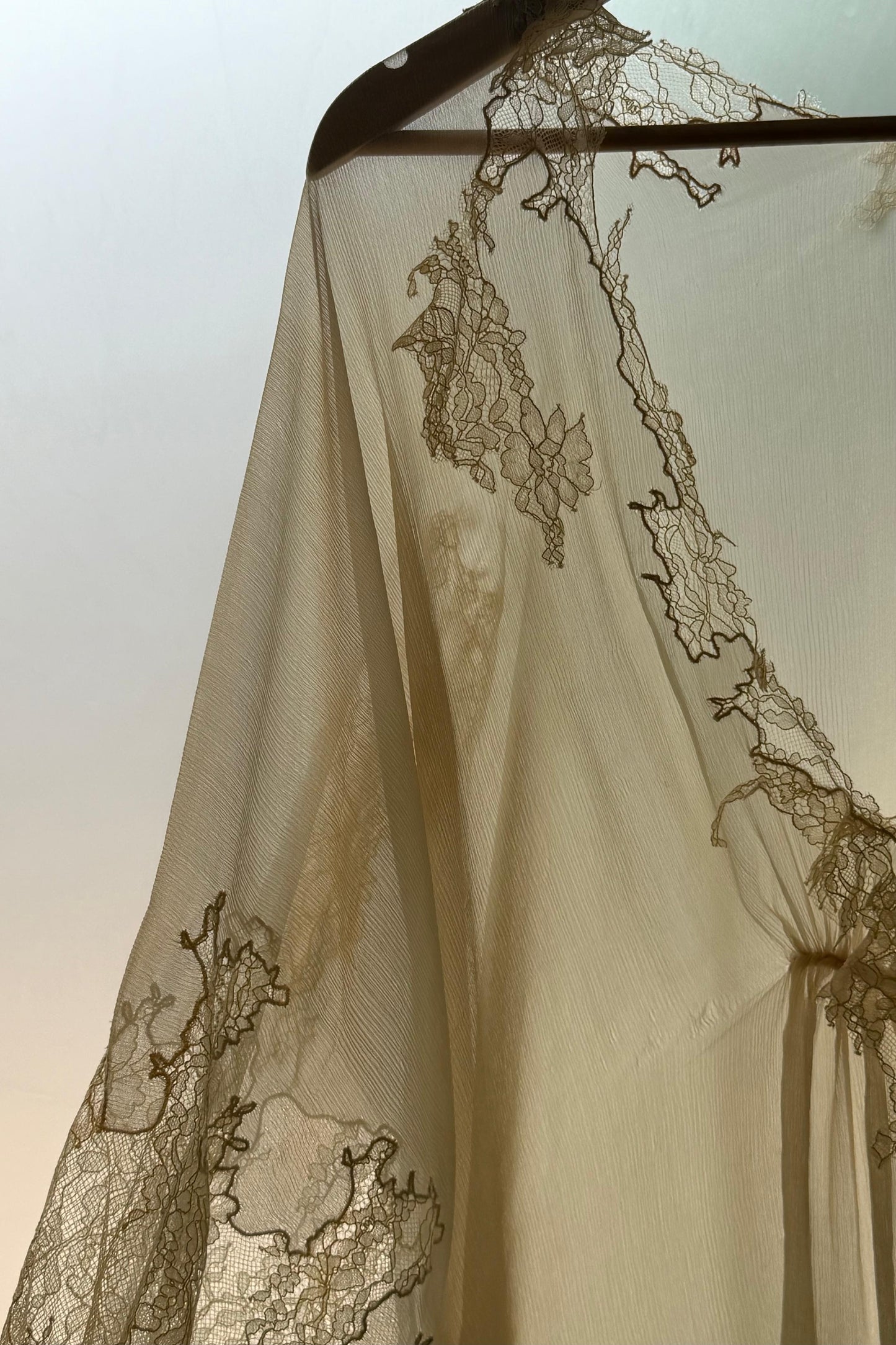 Cream Chiffon and Lace Kaftan