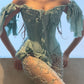 Teal Georgette and Lace Corset