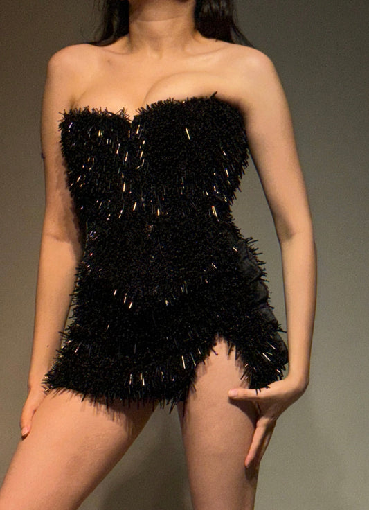 336h Black Embroidered Corset