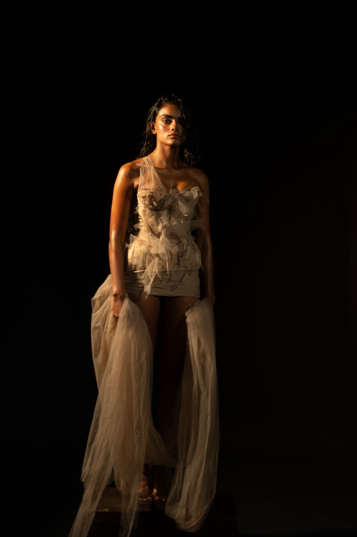 Champagne Train Tulle Short Skirt