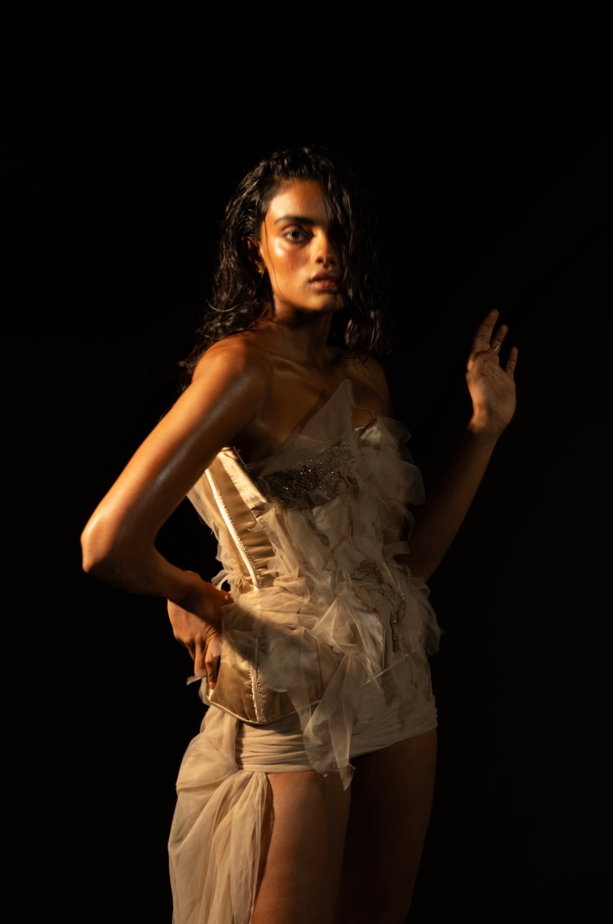 Champagne Train Tulle Short Skirt