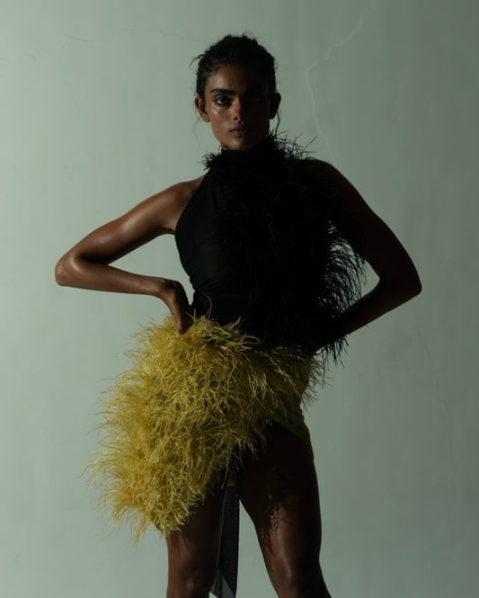 56h Black Feather Top