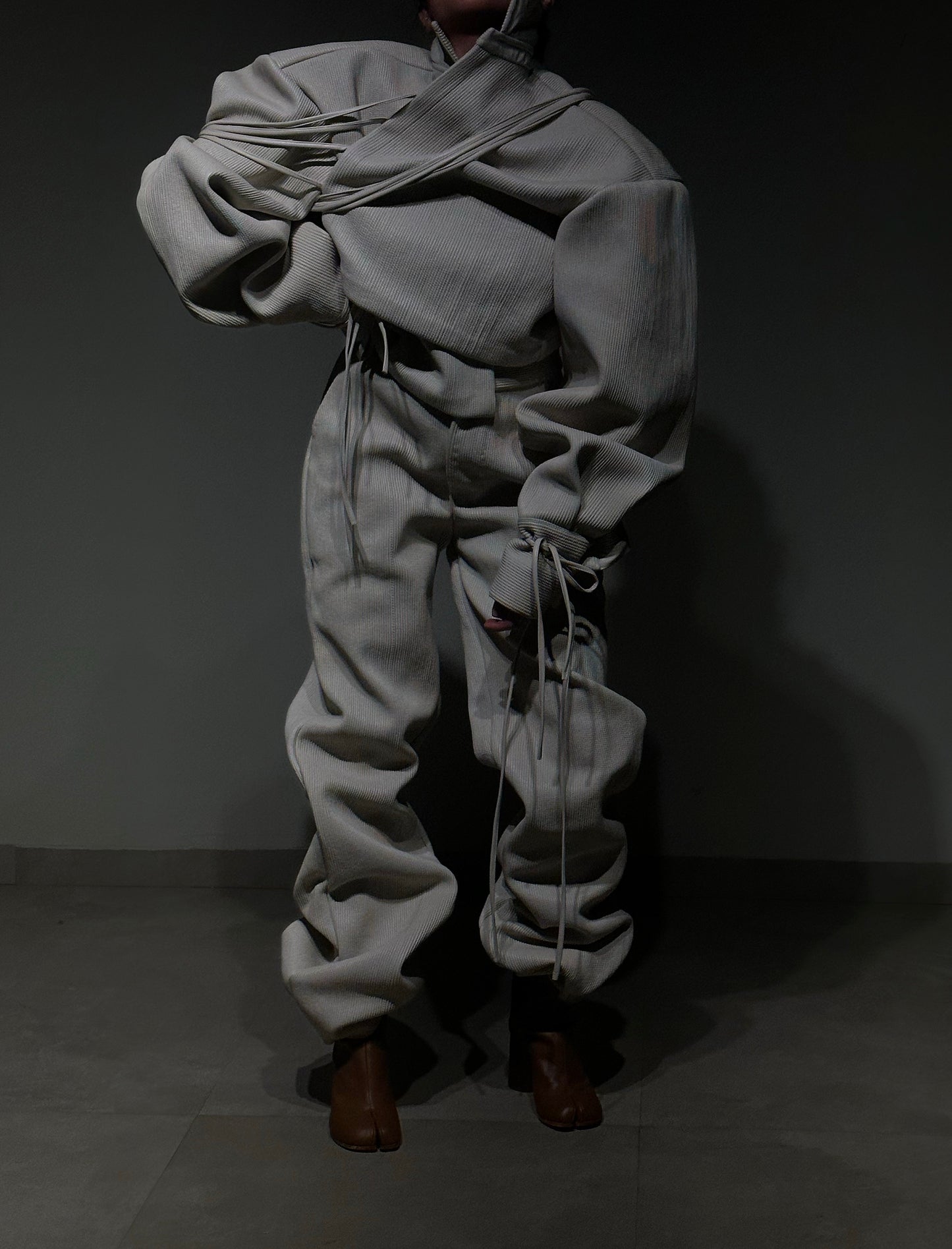 Off White Corded Leather Jacket