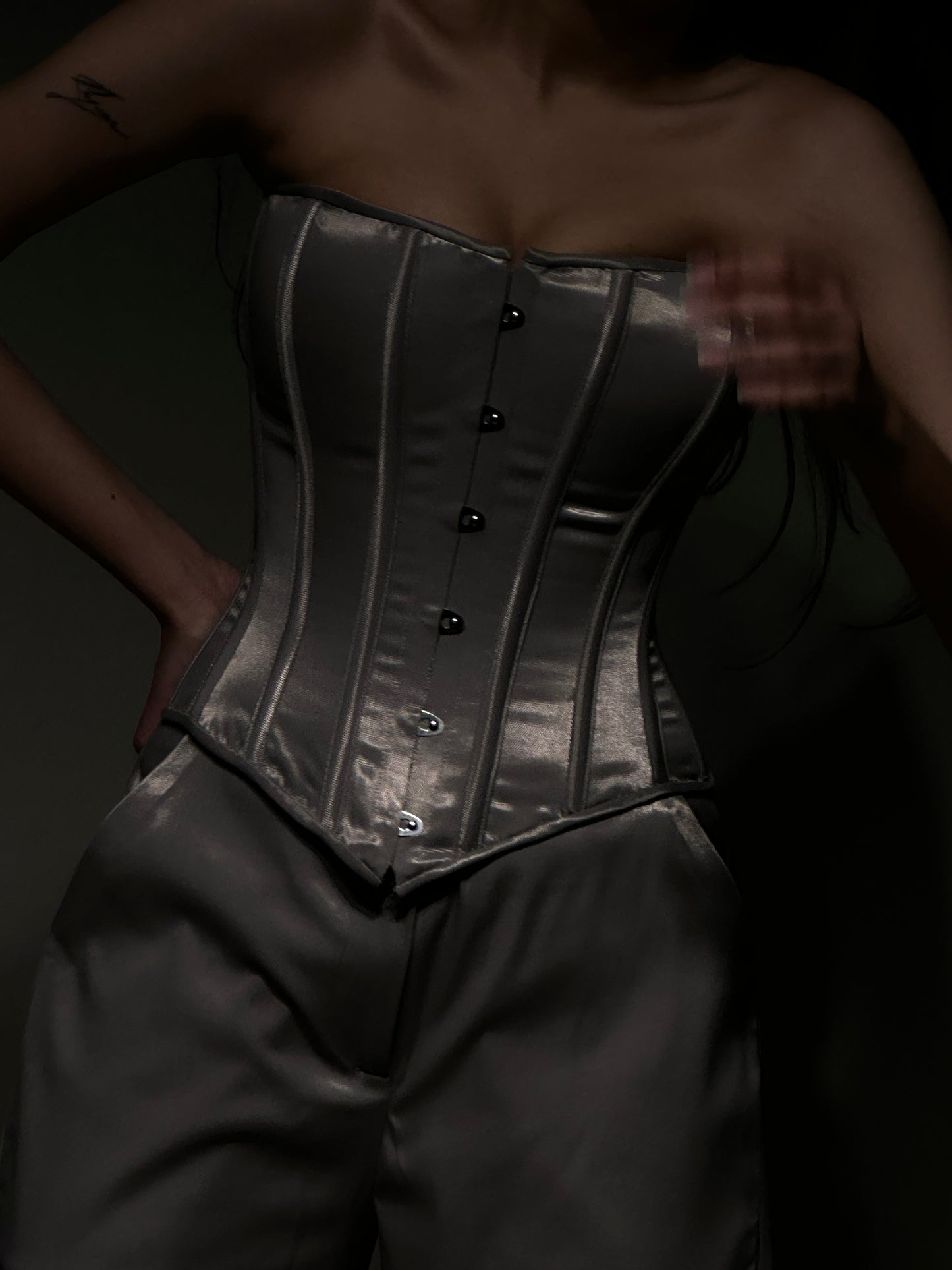 Grey Silver 1860's Corset