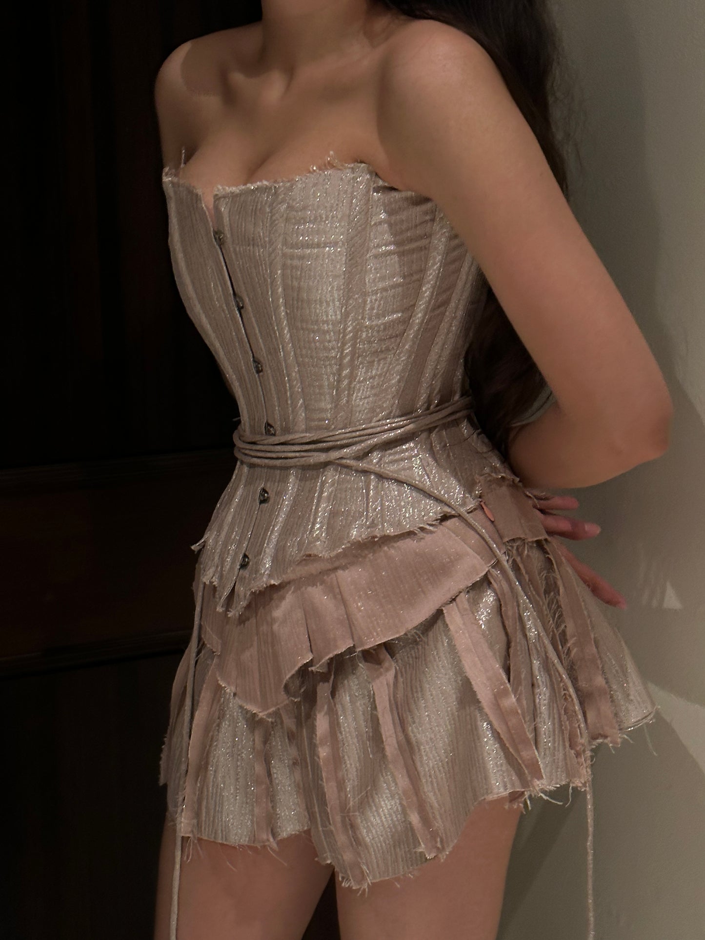 Pink Silver Raw Corset