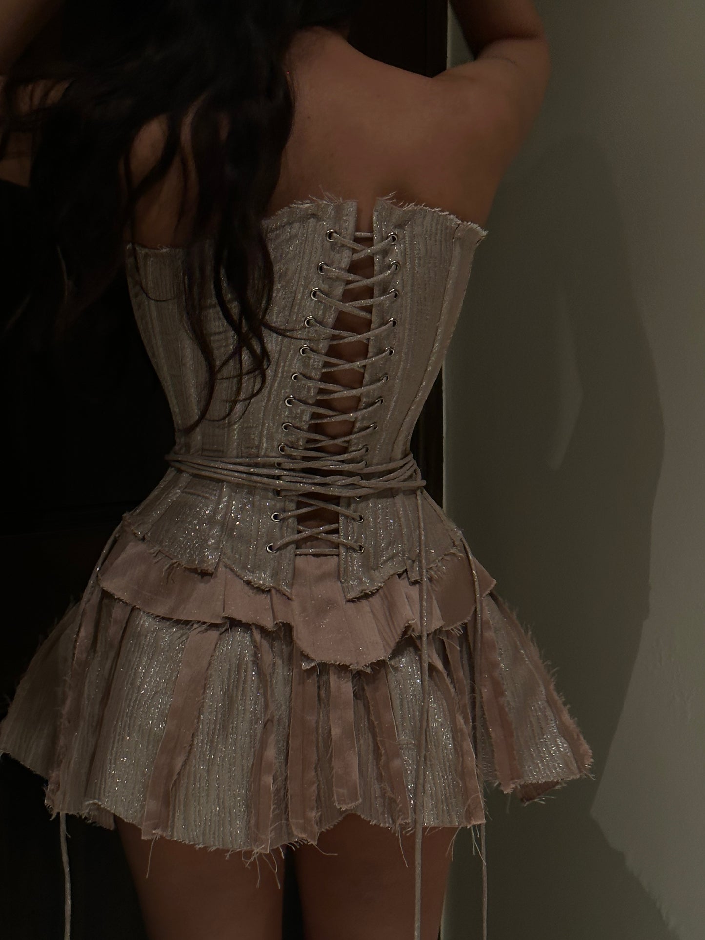 Pink Silver Raw Corset