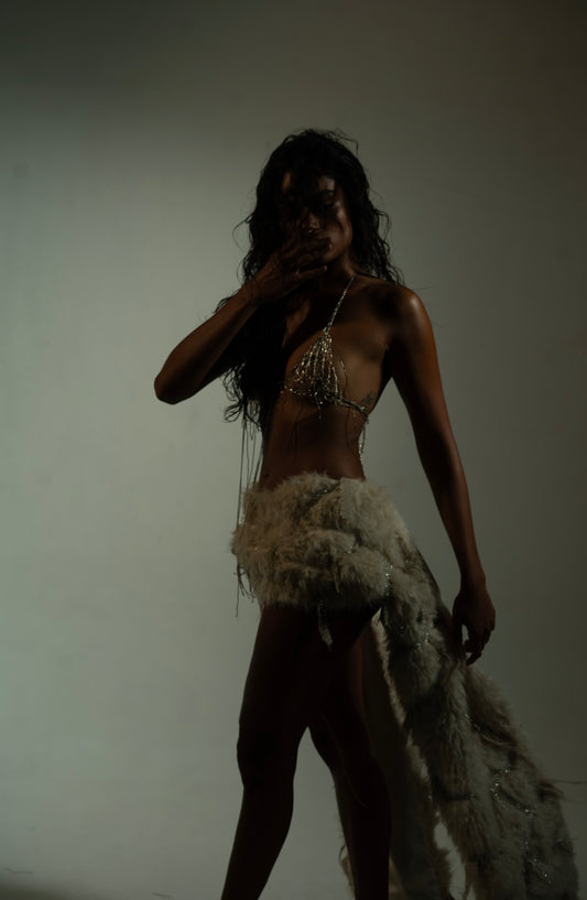 48h Faux Fur Embroidered Skirt