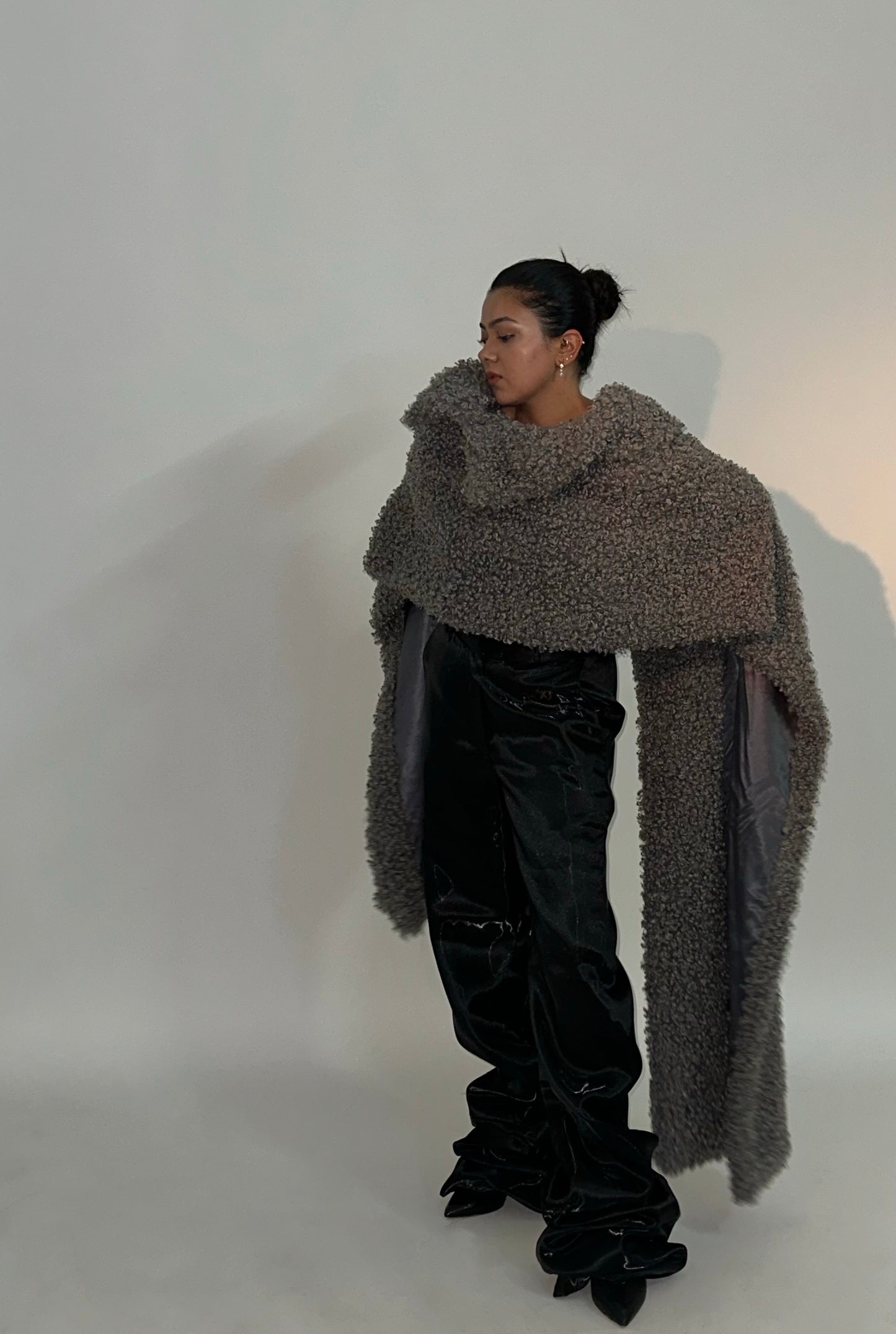 Grey Faux Fur Shawl/Scarf