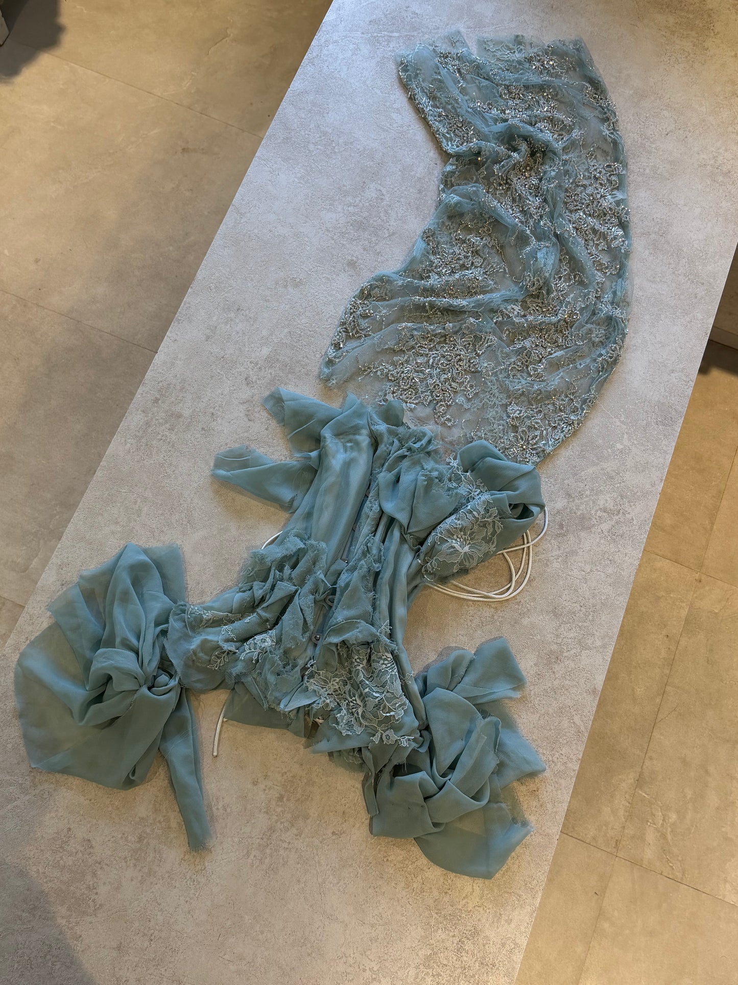 28h Blue Lace Embroidered Skirt