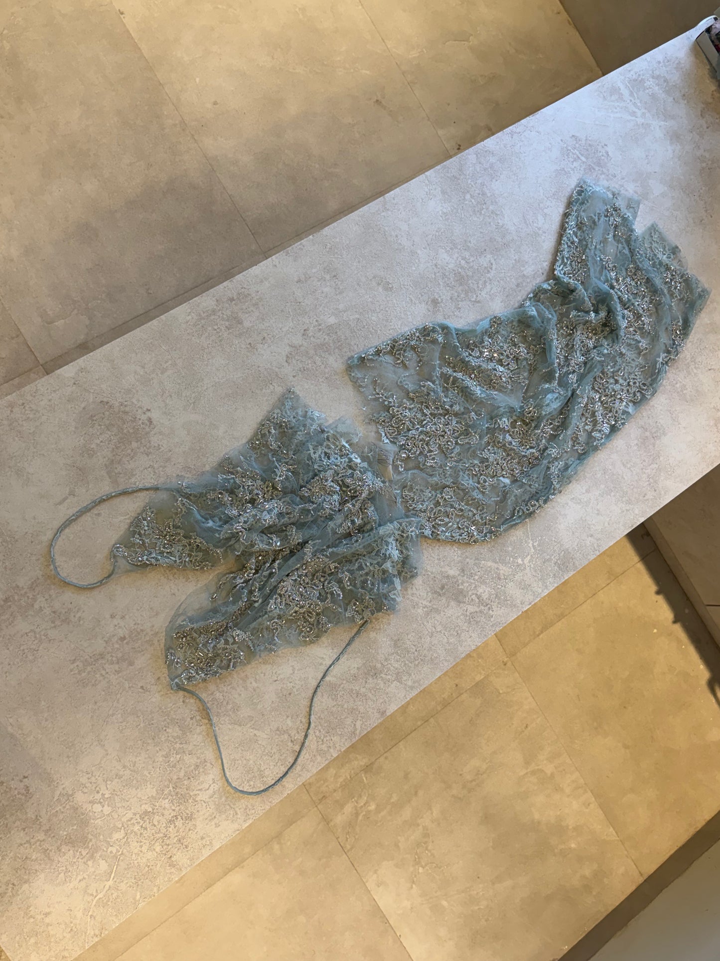 28h Blue Lace Embroidered Skirt